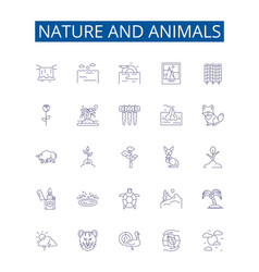 Nature And Animals Line Icons Signs Set Design