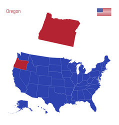 State Oregon Is Highlighted In Red Map