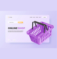 3d Online Shop Basket Floating Purple Shopping