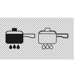 Black Cooking Pot On Fire Icon Isolated