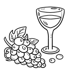 Glass Of Wine And Grapes Isolated Coloring Page