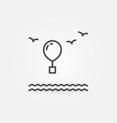 Radiosonde Flying Above Sea Concept Line Icon