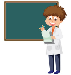 Scientist Boy With Chalkboard Template