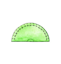 Watercolor Of A Green Protractor Measuring Ruler