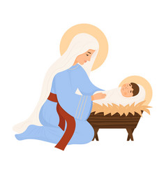 Christmas Cute Virgin Mary And Baby Jesus Christ