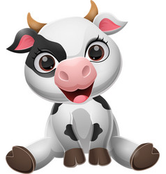 Cute Baby Cow Cartoon Sitting