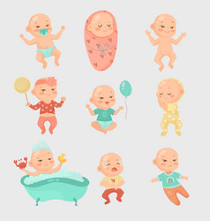 Cute Newborn Baby Cartoon Set