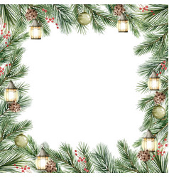 Watercolor Christmas Square Frame Winter