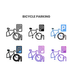 Bicycle Parking Icons Set With Different Styles