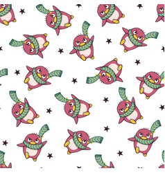 Brave Red Penguin Adventure Graphic Seamless