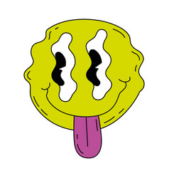 Isolated Colored Bizarre Retro Happy Face Emote