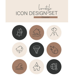 Linestyle Icon Design Set Disaster