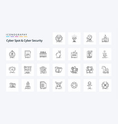 25 Cyber Spot And Cyber Security Line Icon Pack