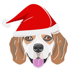 Beagle With Red Christmas Hat