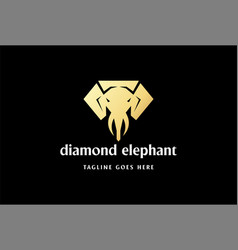 Geometric Golden Diamond Elephant Logo Design