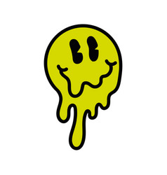 Isolated Colored Bizarre Retro Happy Face Emote