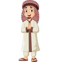 Cartoon Saudi Arab Man Greeting Salaam