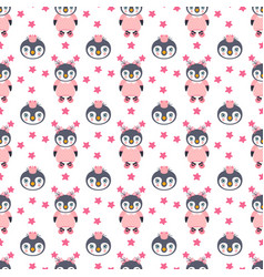 Cute Baby Girl Penguin Seamless Background