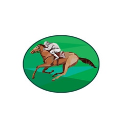 Jockey Horse Racing Oval Low Polygon