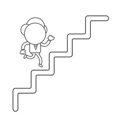 Businessman Character Running On Stairs Black