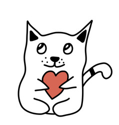 Cat Holding A Heart In His Paws Doodle