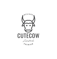 Face Cute Cow Horn Lines Logo Design