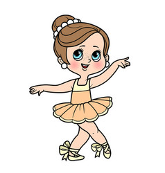 Cute Cartoon Little Ballerina Girl Dance In Lush