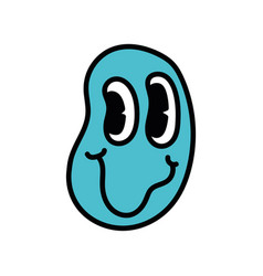 Isolated Colored Bizarre Retro Happy Face Emote