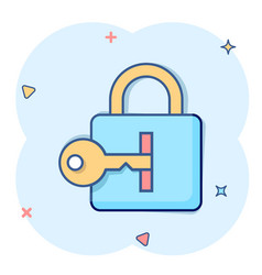 Locker Icon In Comic Style Padlock Password