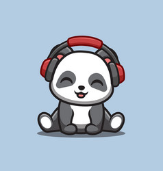 Panda Sitting Hearing Music Cute Creative Kawaii