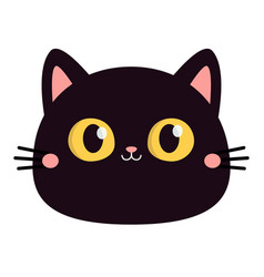 Black Cat Round Face Silhouette Icon Cute Cartoon