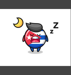 Cuba Flag Badge Character Sleeping At Night