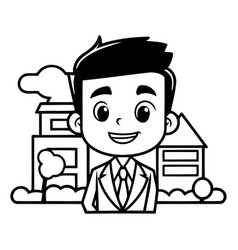 Businessman In Front Of The House Cartoon