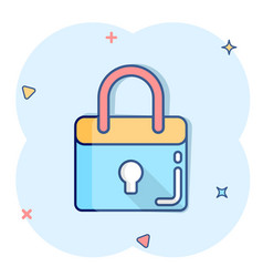 Locker Icon In Comic Style Padlock Password