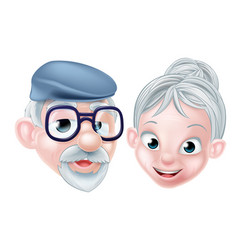 Cartoon Happy Elderly Husband And Wife