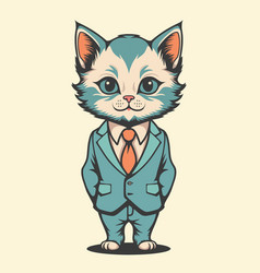 Cute Cat Wearing Suit