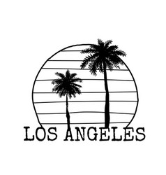 Los angeles city line with palm trees line Vector Image