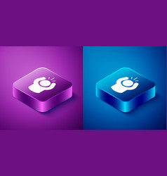 Isometric Anger Icon Isolated On Blue And Purple