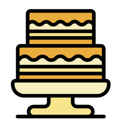 Two Level Cake On A Stand Icon Color Outline