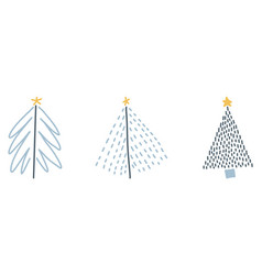 Christmas Tree Linear Icon Set Of Cute