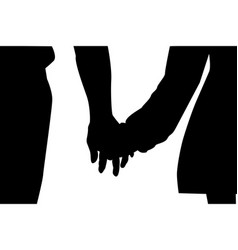 Silhouette Of Romantic Couple Holding Hands