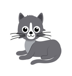 Grey Kitty Lies Cat Kitten Flat Cartoon