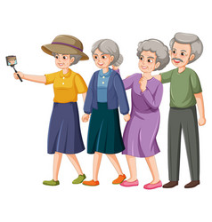 Group Of Elderly People Taking Selfie