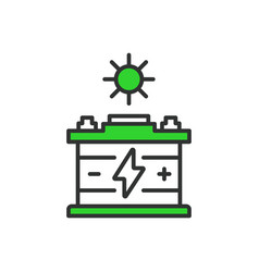 Solar Energy Accumulation Icon Line Design Green