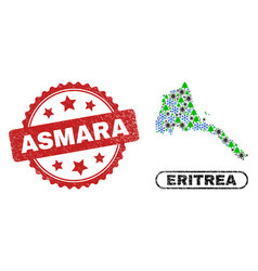 Asmara Scratched Seal And Eritrea Map Collage