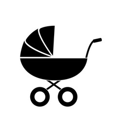 Baby Carriage Black Filled Icon On White