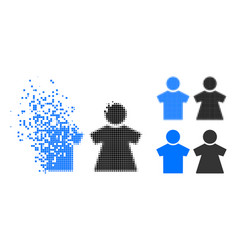 Disappearing Dot People Couple Icon With Halftone