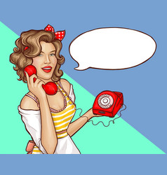 Pop Art Woman Housewife Call Retro Phone Banner