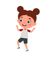 Cute Little Kid Happy Girl Jump Cartoon