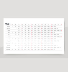 Linear 2024 Calendar Grid Horizontal Planner